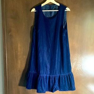 J Crew Velvet Blue Dress with Ruffled Hem, NWOT 16